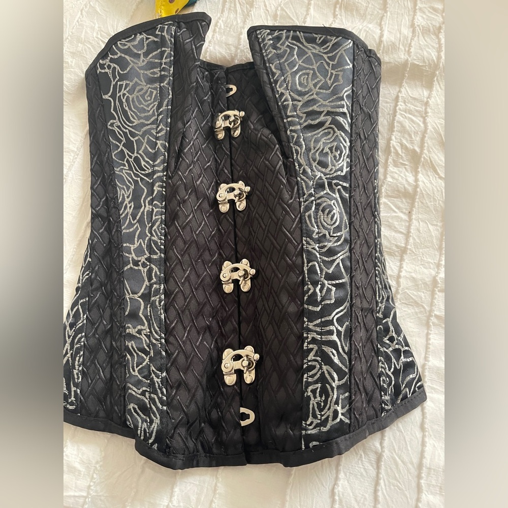 Silver and black corset